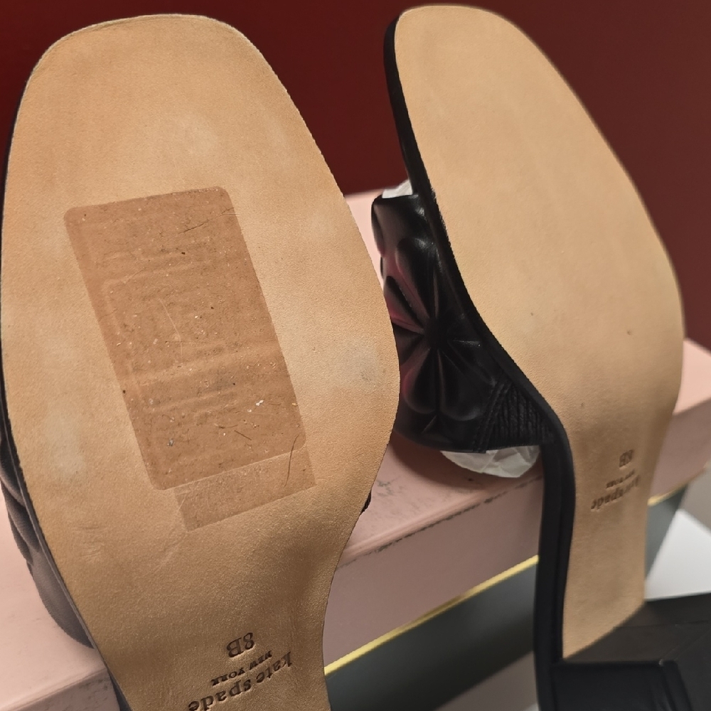 Kate Spade Black Floral Embossed Mules - Picture 4 of 6